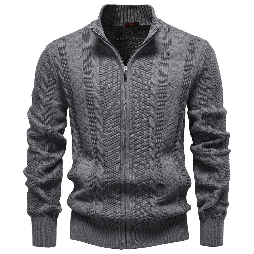 Men's Cardigan Zip Textured Modern