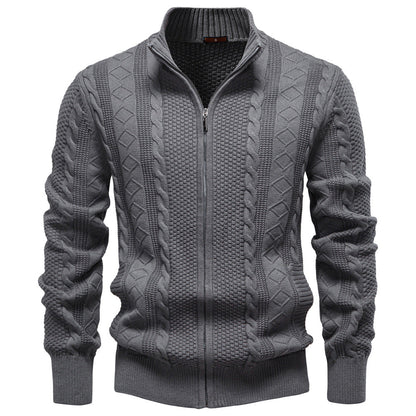 Men's Cardigan Zip Textured Modern