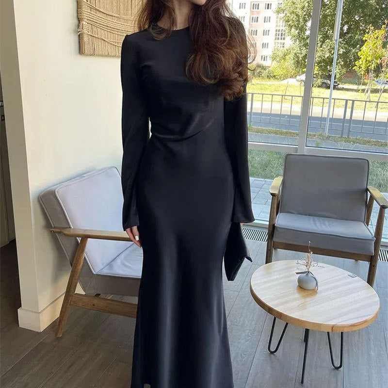 Damen Maxikleid Elegant Lang Schnitt