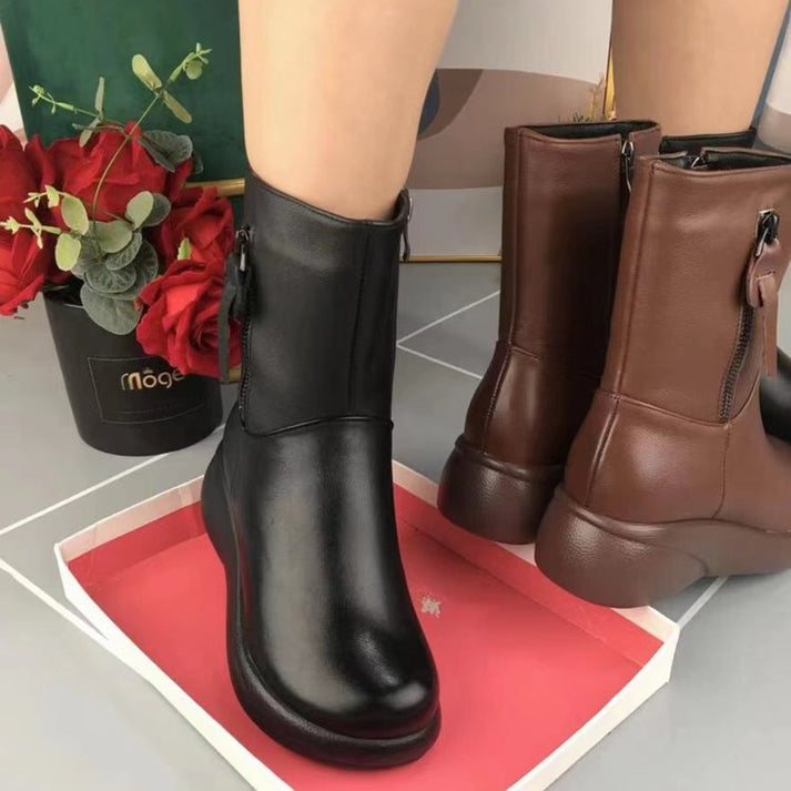 Stilvolle Stiefel Metallic Schnalle Samt Optik - IdealeKleiden