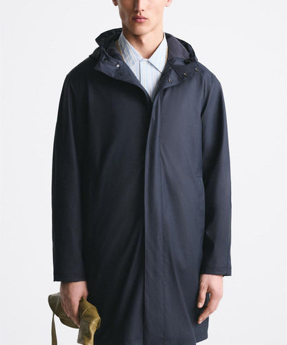 Men's Rain Coat Long Hooded Water-Repellent