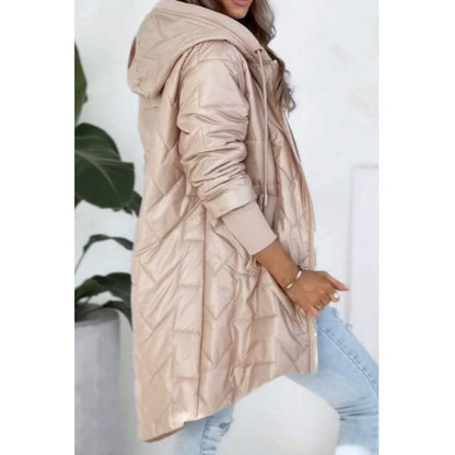 Women's Quilted Jacket Casual Hood Large Pockets
