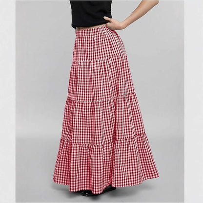 Women's Maxi Skirt Plaid Pattern Elegant Long