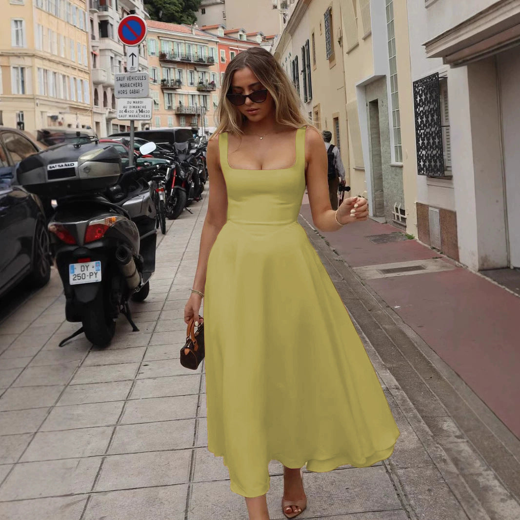 Women's Maxi Dress Elegant A-Line Square Neck