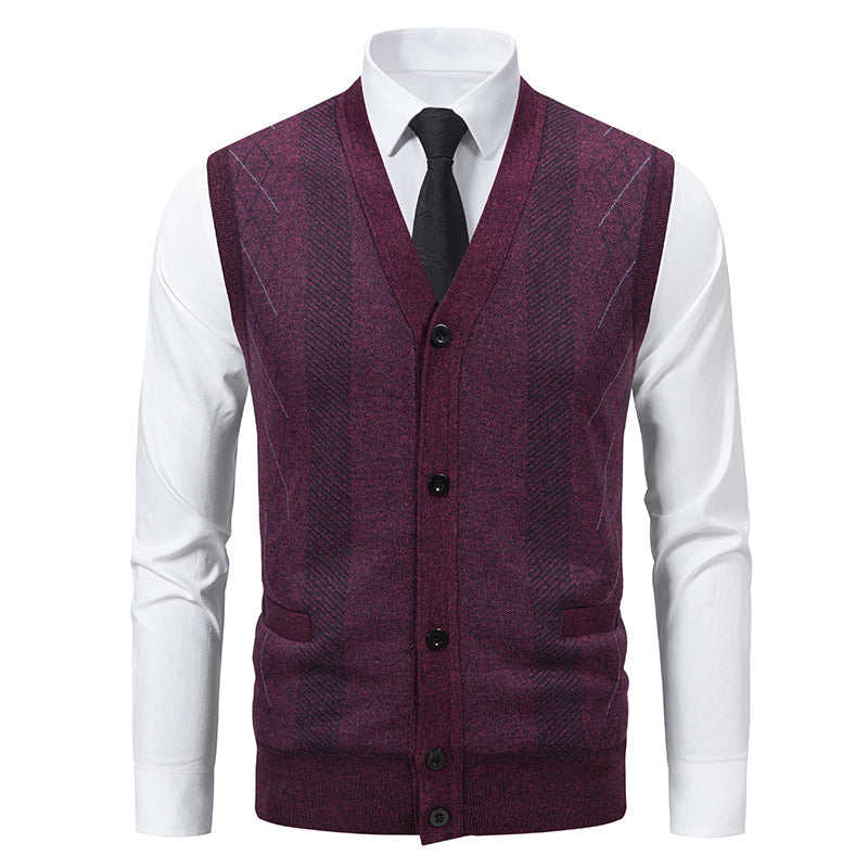 Men's Cardigan Classic V-Neck Cable Knit