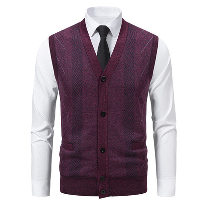 Men's Cardigan Classic V-Neck Cable Knit