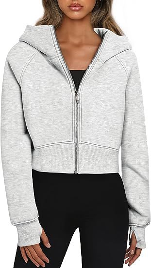 Women's Sporty Short Sleeve Zip-Up Hoodie