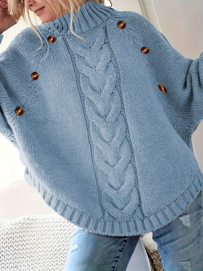 Women's Chunky Knit High-Neck Sweater Elegant