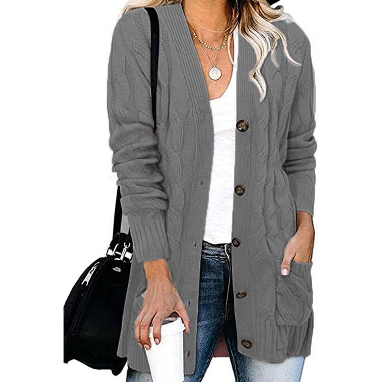Women's Cable Knit Cardigan with Pockets