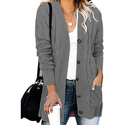Women's Cable Knit Cardigan with Pockets
