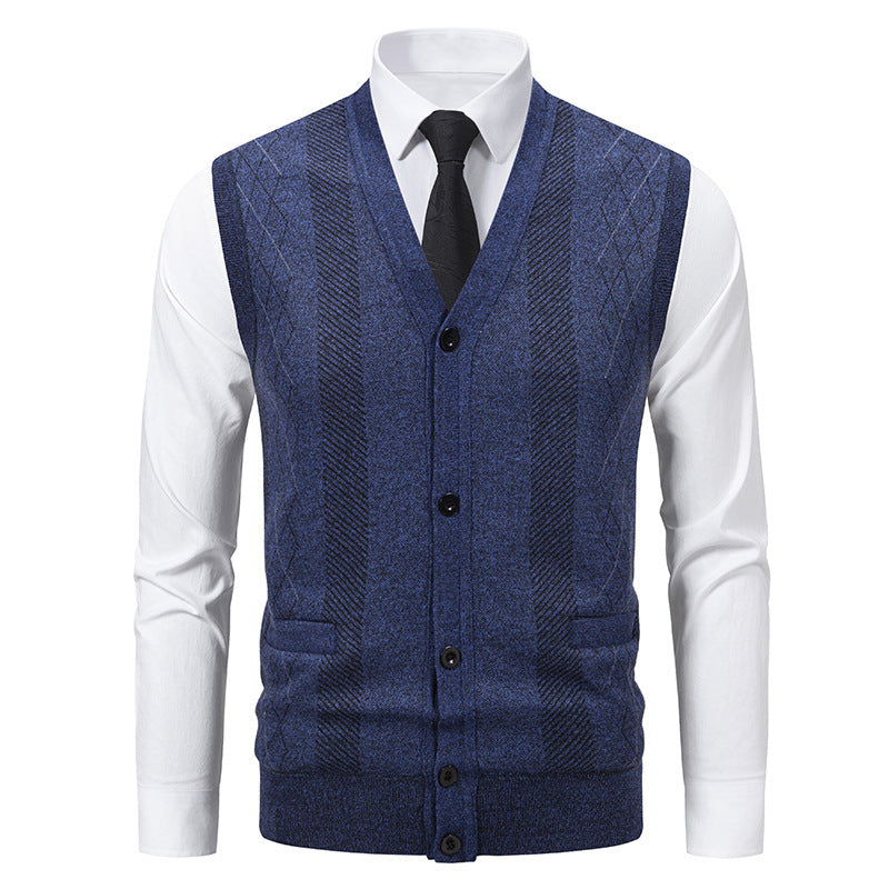 Men's Cardigan Classic V-Neck Cable Knit