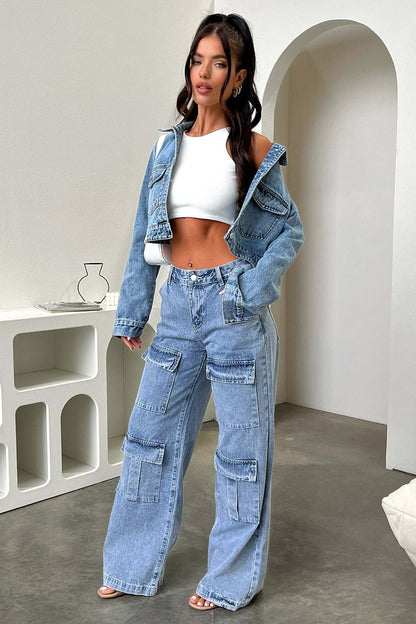 Women's Cargo Jeans Modern Style Many Pockets