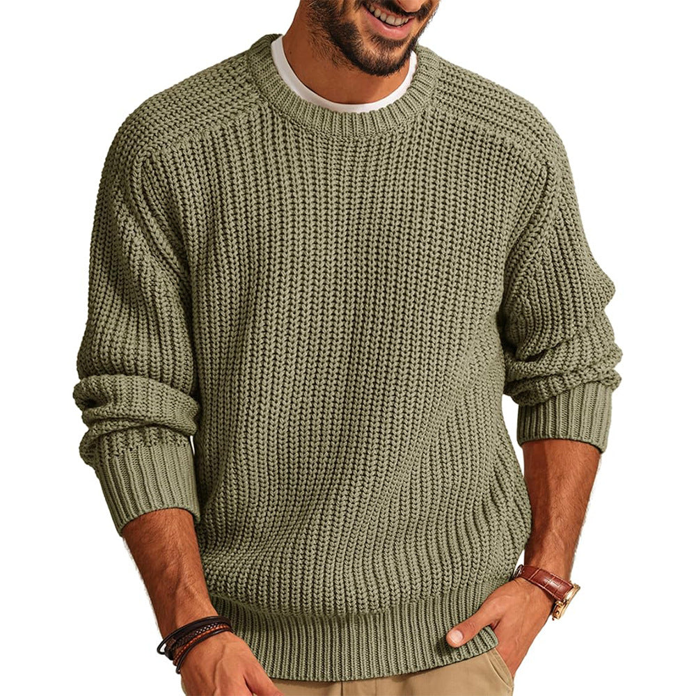 Men's Pullover Chunky Knit Crew Neck Casual Elegant