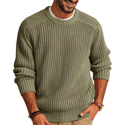 Men's Pullover Chunky Knit Crew Neck Casual Elegant
