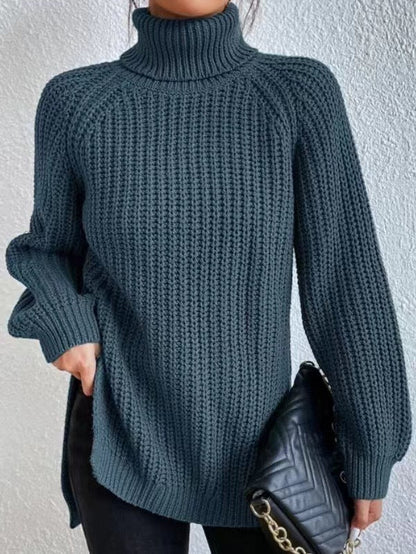 Women's Knitted Jumper High Neck Honeycomb Pattern Elegance