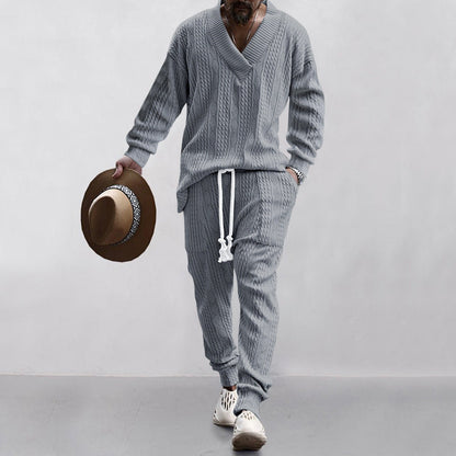 Men's Knitted Jumper Casual V-Neck Elastic