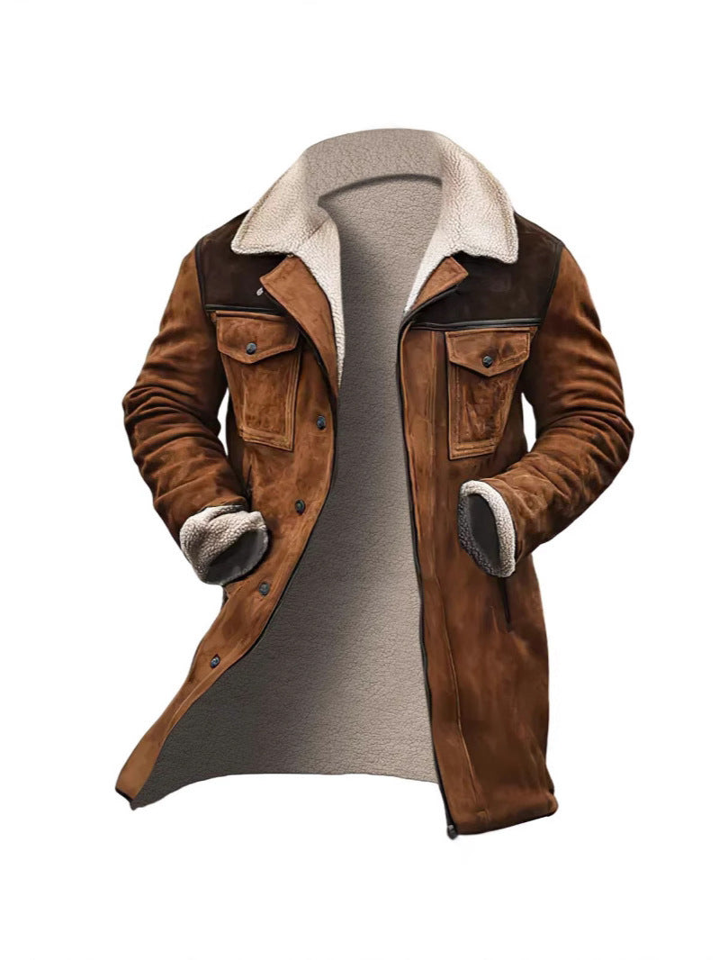 Men's Leather Jacket Teddy Lining Elegant Modern