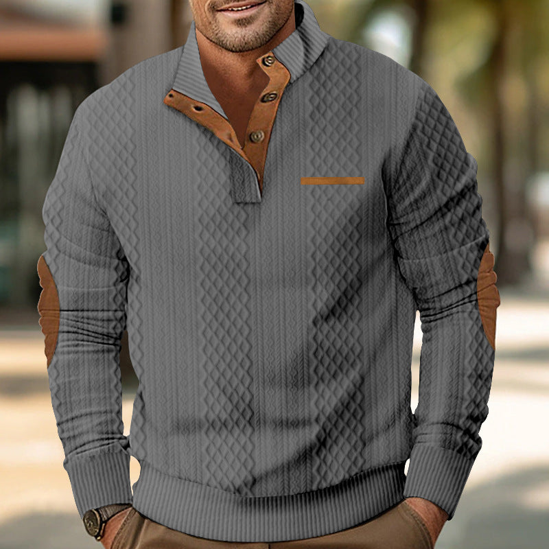 Men's Modern Textured Collar Knitted Sweater