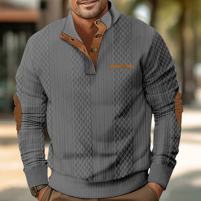 Men's Modern Textured Collar Knitted Sweater