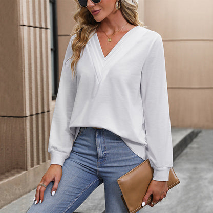 Women's Elegant Long Sleeve V-Neck Top Dress