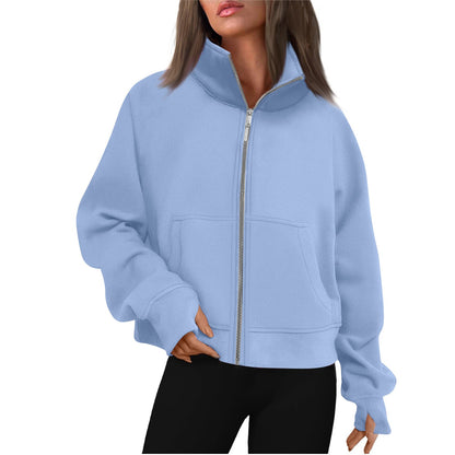 Damen Sweatjacke Bequem Hochkragen Style