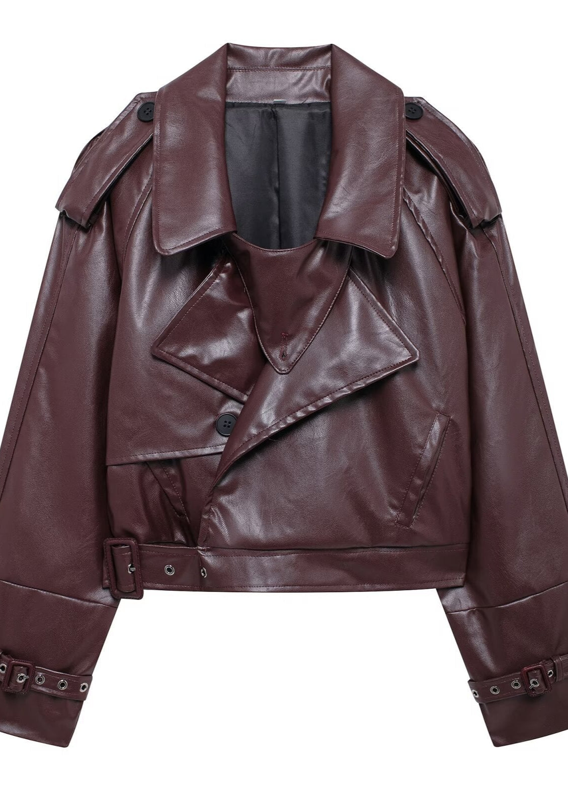 Women's Cropped Leather Biker Jacket