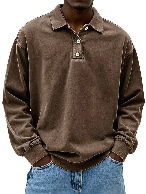 Men's Long-Sleeved Sporty Polo Shirt