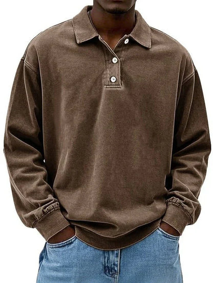 Men's Long-Sleeved Sporty Polo Shirt