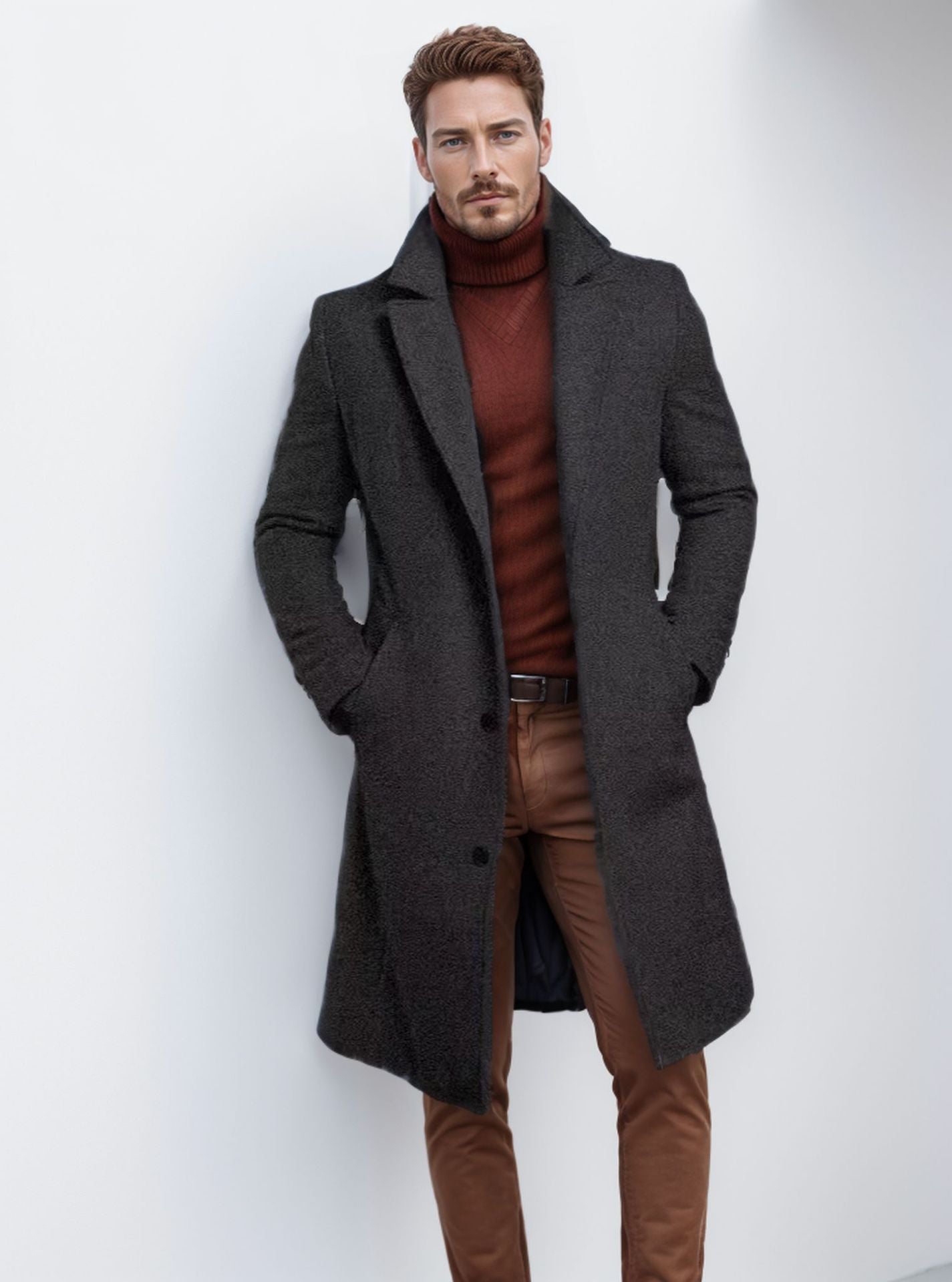 Men's Elegant Wool Coat Structured Look