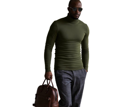 Men's Turtleneck Sweater Finely Structured Elegant Design