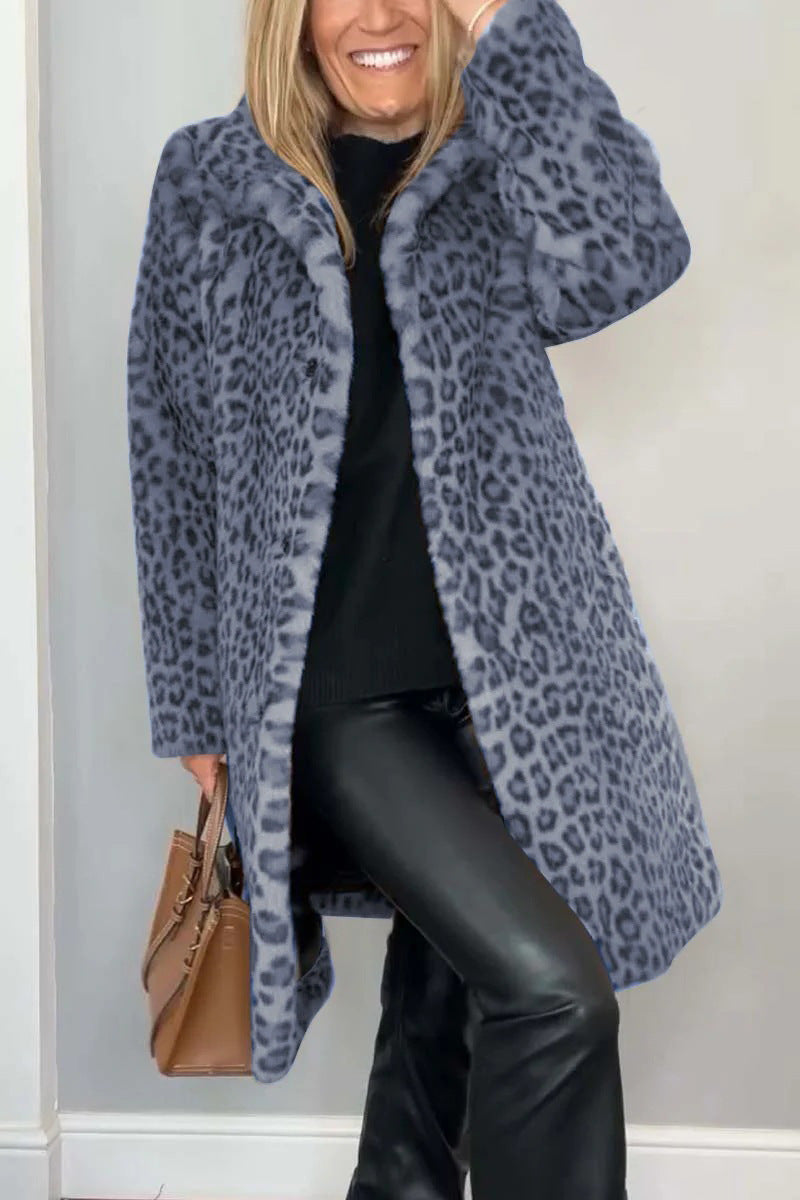 Oversized Coat Soft Faux Fur Leopard Print