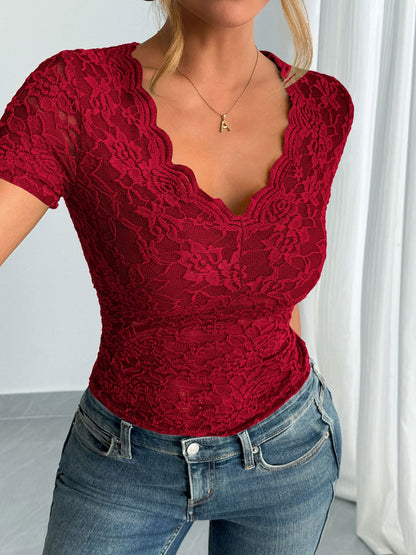 Women's Elegant Lace V-Neck Top
