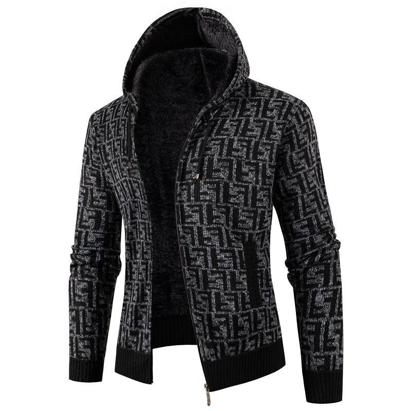 Men's Cable Knit Cardigan Soft Lining