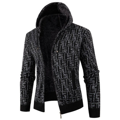 Men's Cable Knit Cardigan Soft Lining