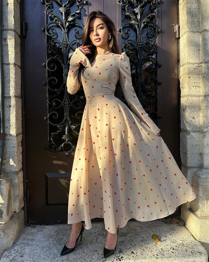 Women's Elegant Long-Sleeved Maxi Dress with Slit