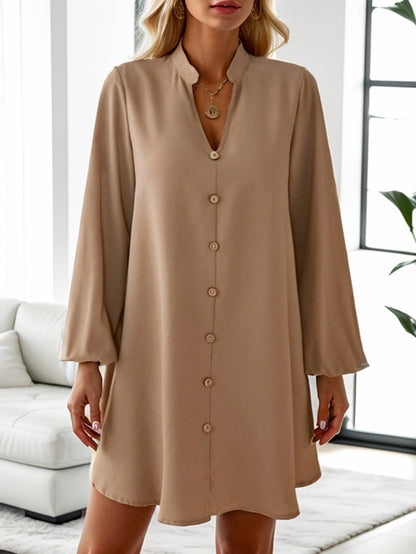 Women's Short Dress Elegant Puff Sleeve Design