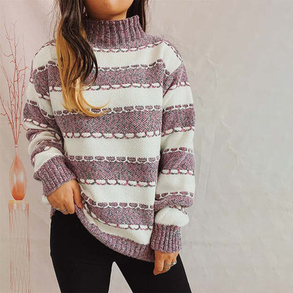 Striped Knitted Sweater Modern Women