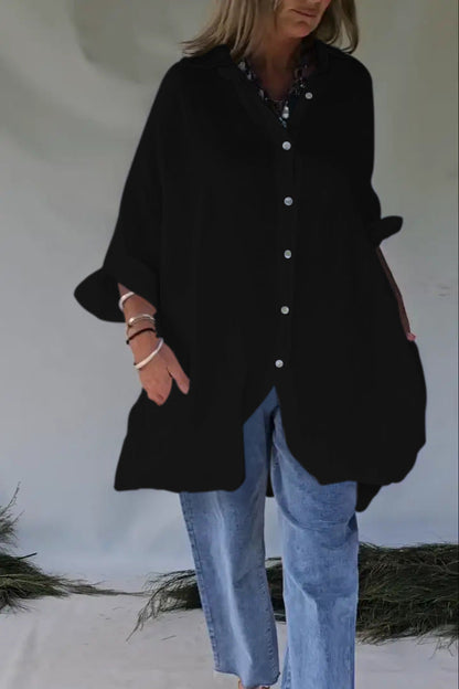 Women's Blouse Oversize Casual Press Stud