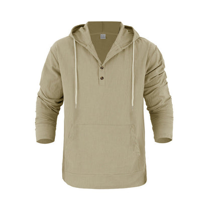 Men's Hoodie With Pockets And Buttons