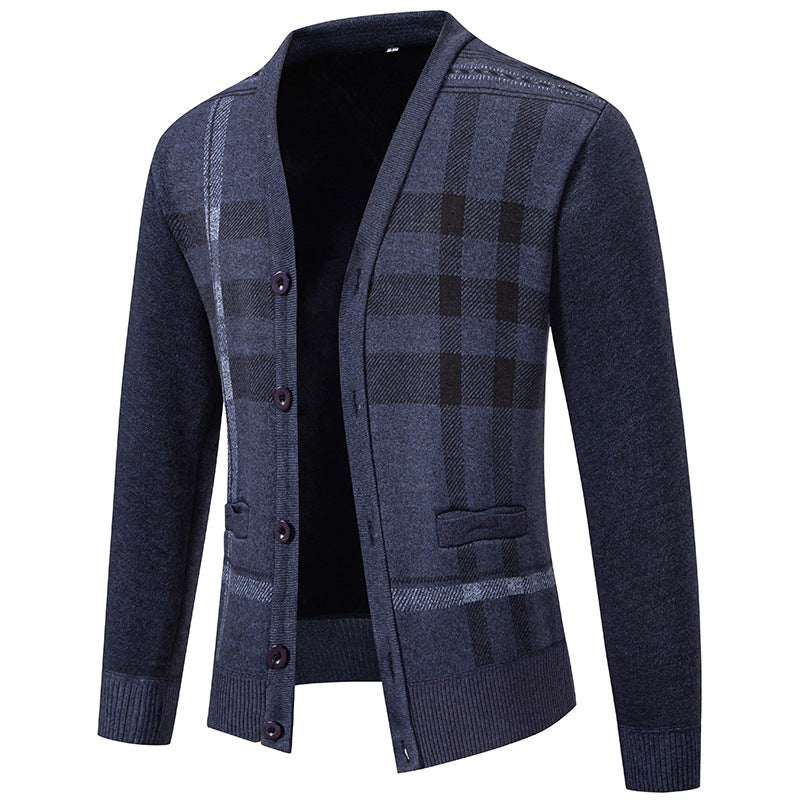 Men's Cardigan Check Pattern Elegant Design