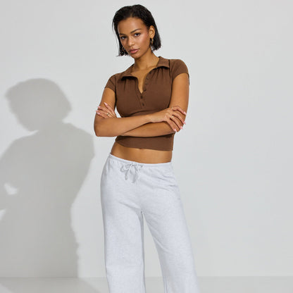Women's Polo Shirt Short Modern Buttons