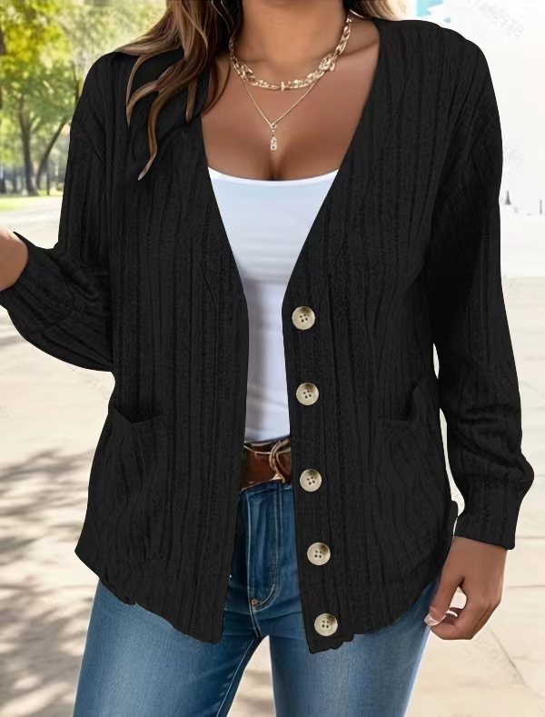 Classic Cardigan Comfortable Ribbed With Buttons