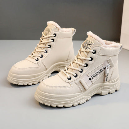 Fashionable Boots High-Top Faux Leather Platform