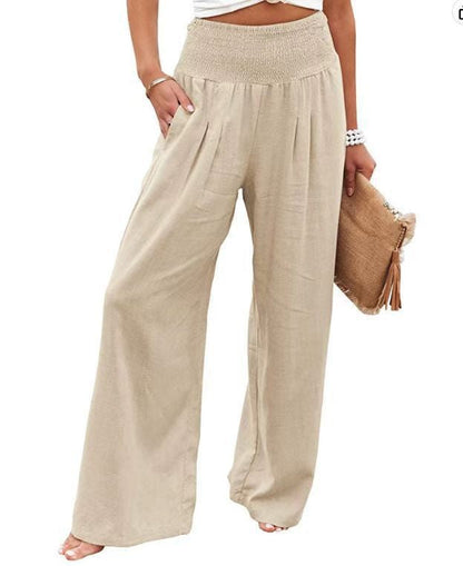 Damen Leinenhose Bequem Weit Geschnitten Sommerhosentyp
