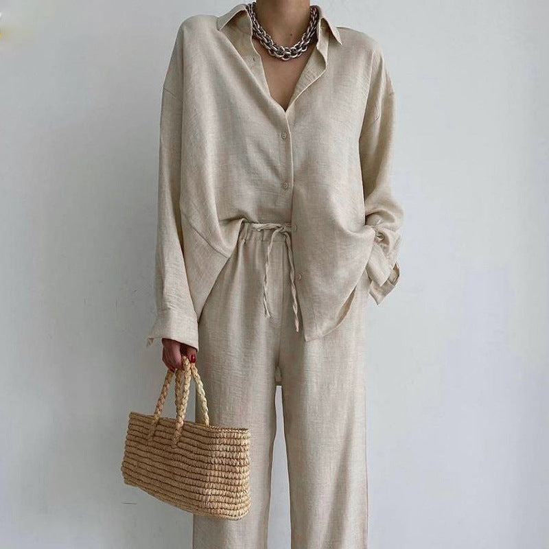 Women's Linen Suit Summer Elegant Pants Blouse