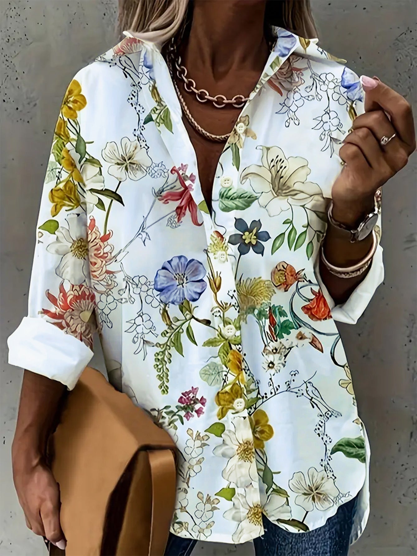 Women's Blouse Elegant Floral Pattern Comfortable