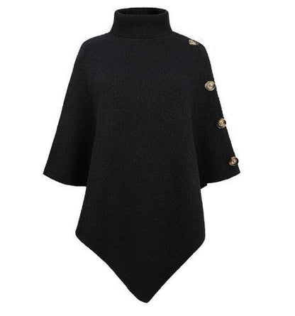 Women's Poncho Knit Modern Buttons