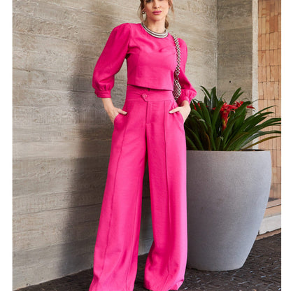 Women's Chic Two-Piece Set Blouse Trousers