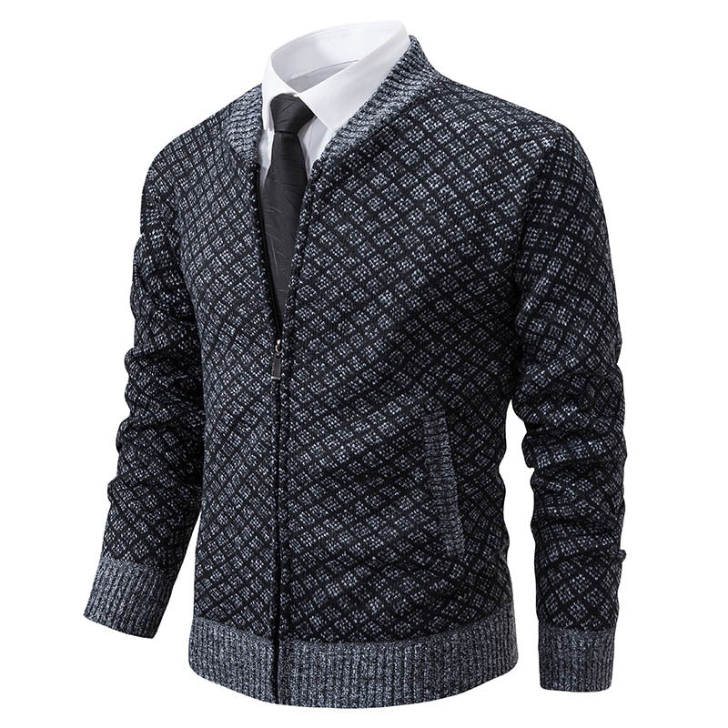 Men's Cardigan Modern Zip-Up Structured Stylish