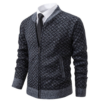 Men's Cardigan Modern Zip-Up Structured Stylish